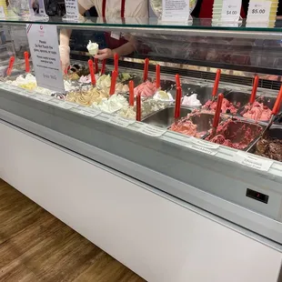 a display of gelatos