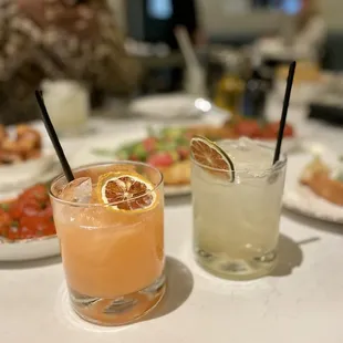 Coconut Margarita (left) and Amaretto Margarita (right)