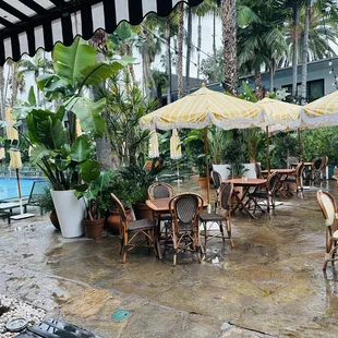 Rainy day by the pool