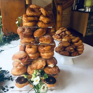 a tower of doughnuts