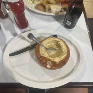 Clam Chowder Bread Soup Bowl