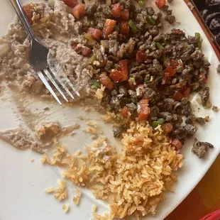 a plate of rice and beans