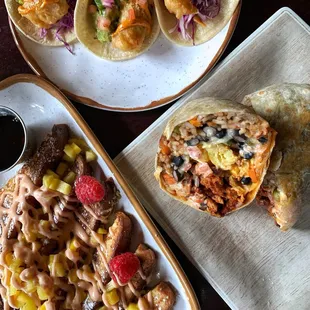 a variety of taco dishes