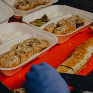 a person preparing a meal