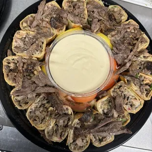 Delicious Beef shawarma tray! Juicy and rich flavor!! Very generous too!