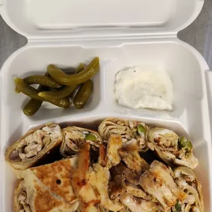 the meal in a styrofoam container