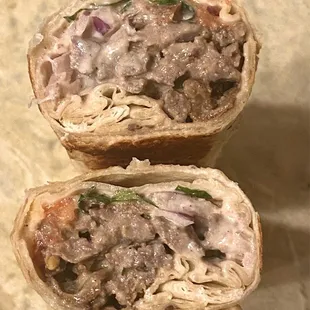 12/8/23 (fri): Beef Shawarma Wrap. Delish!