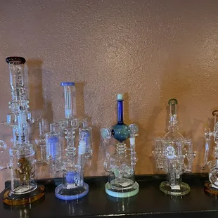 a variety of glass pipes