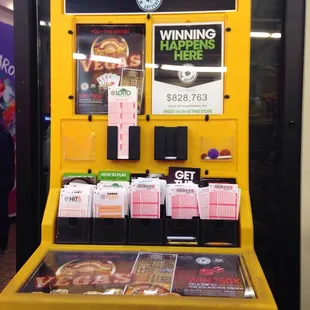 a vending machine for winning tickets