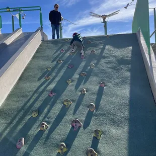 One of several climbing walls