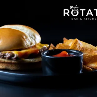 a burger and fries