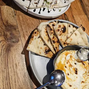 whipped feta and garlic naan app