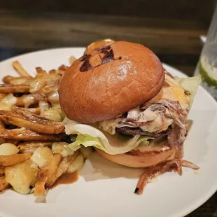 Burger with upgraded poutine fries