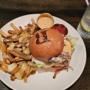 Burger with upgraded poutine fries
