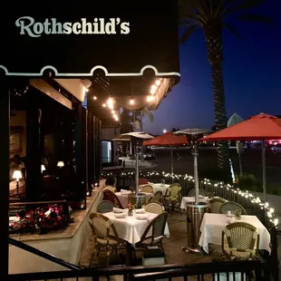 outside dining area at night