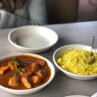 Chicken tikka Masala and turmeric rice