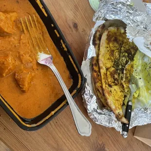 Masala and garlic naan