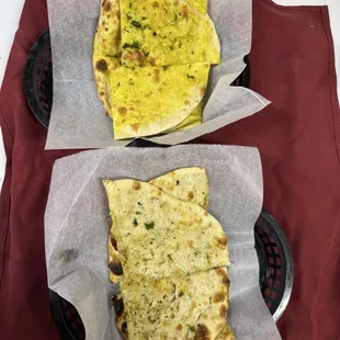 Spinach Naan and Garlic Naan