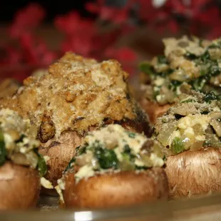 Stuffed Mushrooms with Ground Turkey, Spinach and Cream Cheese