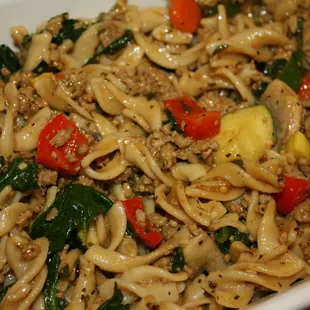 Pasta with ground turkey and Veges