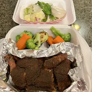 Half Chicken 32-spice.  Substituted rice with extra veggies.