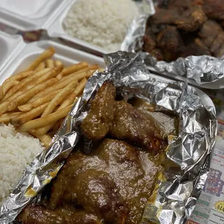 Chicken Breast Cutlet Curry, Rice & Salad