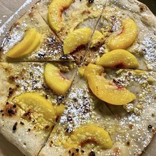 Peach dessert pizza, completely missed the mark for me. No.