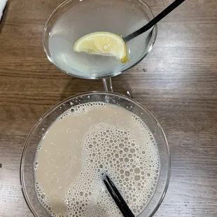 Strawberry basil lemon drop martini &amp; white chocolate espresso martini