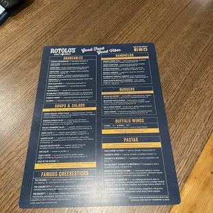 Menu appetizers and more