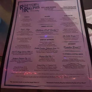 the menu