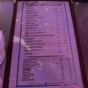 menu