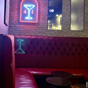 Lounge seating area after a large group just left