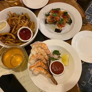 Shrimp Salmon Tartare Toast Fries