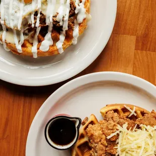 Ranchera Waffle and  Fried Chicken and Waffles for Brunch