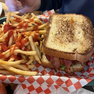 BLT on Texas toast with fries