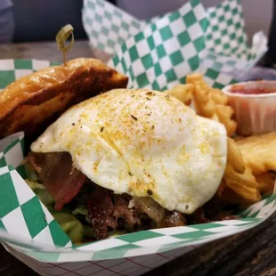 Elite burger with waffle fries