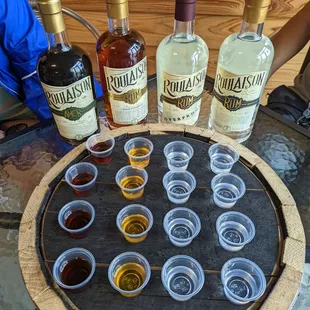 Rum tasting for 4 people. Really strong alcohol!