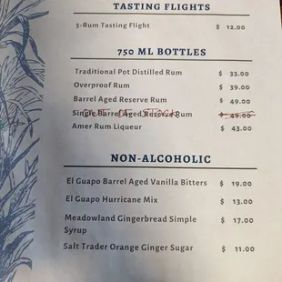 a menu for a restaurant