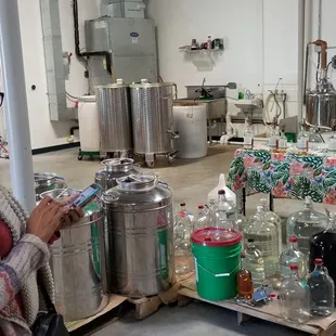 a woman standing in a factory