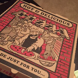 a hot and delicious pizza box