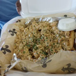 Loaded crawfish fries