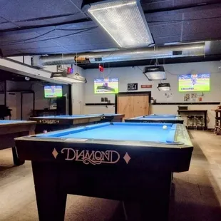 pool tables and televisions