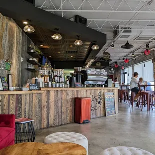 Front counter and some of the seating in the shop