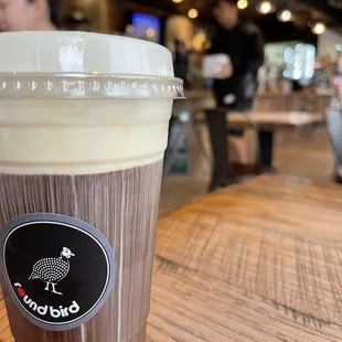 a cup of coffee on a table