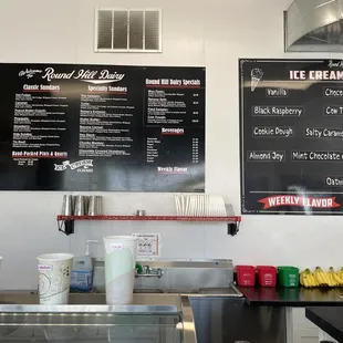 menus and prices on the wall