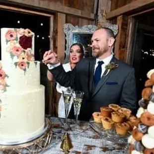 Wedding cake and pastries by Round House Bakery.