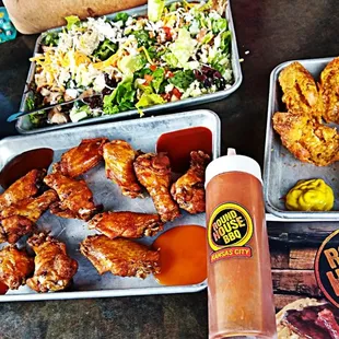 Brisket Veggie Soup, Cobb Salad, Smoked Wings n Coney Dog Egg Rolls