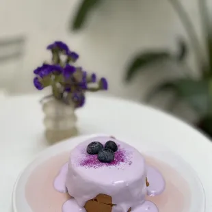 Round Purple (ube cream on citrus cake).
