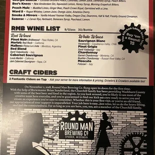 Cocktails and ciders