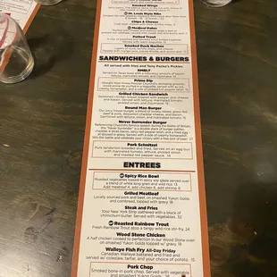 Food menu